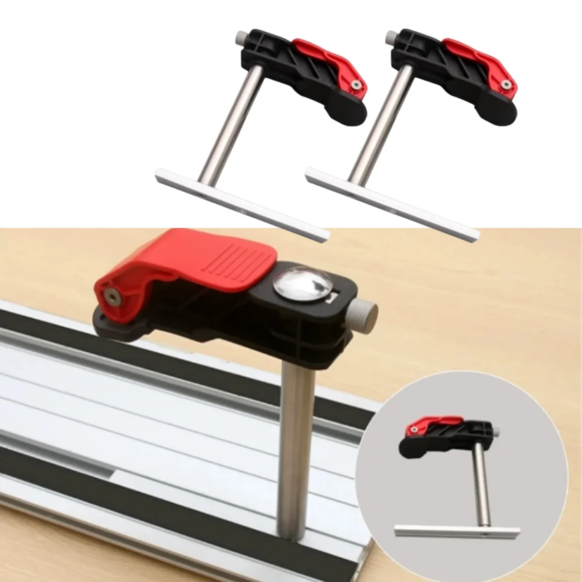 Werkbank Hunde löcher schnell wirkende Halte klemme Edelstahl verstellbar schnell fester Clip Holz bearbeitungs bänke drücken festes Werkzeug Image