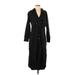Free People Casual Dress - Shirtdress Collared Long Sleeve: Black Dresses - Women's Size Small