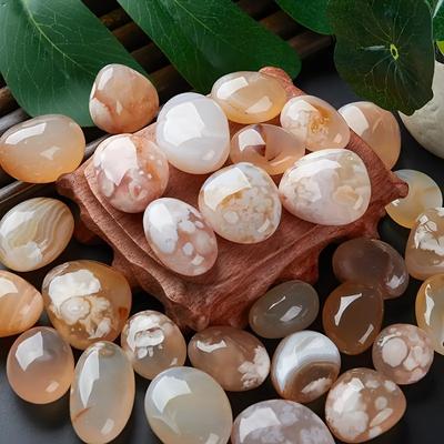 128g Natural Crystal Cherry Agate Tumbled Stone, Large Stone Beads, Flower Pot Fish Tank Decorative Stone, Diy Aromatherapy Diffuser