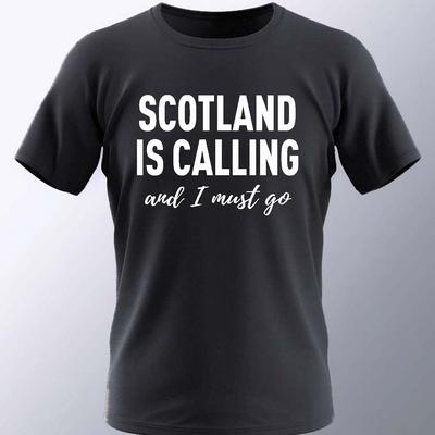 "TEMU Essential, Scotland Is Calling" Men's T-shirt - Casual Round Neck, Short Sleeve, Polyester , Machine Washable - All" Image