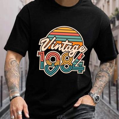 TEMU Vintage 1984 Print T Shirt, Tees For Men, Casual Short Sleeve T-shirt For Summer Image