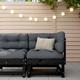 Canapé d'angle avec coussins noir bois de pin solide The Living Store Noir