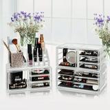 SamyoHome Makeup Cosmetics Organizer 11-Drawer Acrylic Jewelry Organizer Display Storage Box Gift for Women Girls Clear