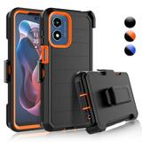 Njjex For Motorola Moto G 5G 2024 6.6 Case with Belt-Clip Holster Heavy Duty Protective Drop Protection Shockproof Cover with [Built in Screen Protecotr] - Orange
