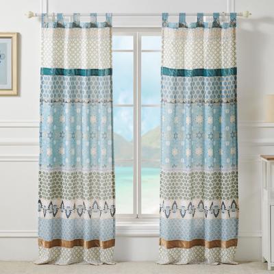 Wide Width Thalia Curtain Panel Pair by Greenland Home Fashions in Blue White (Size 84