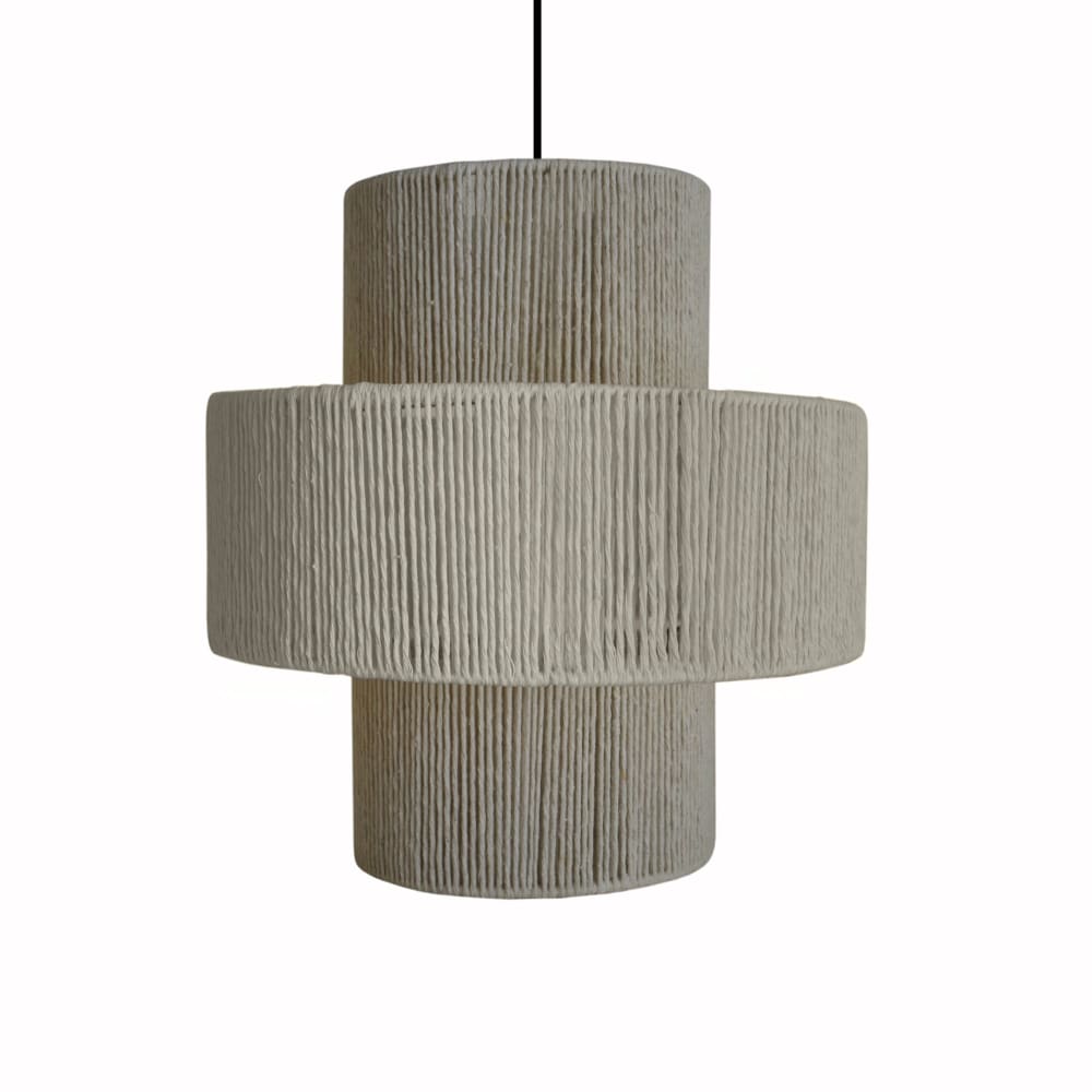 Suspension métal H90cm noir;Abat-jour: naturel