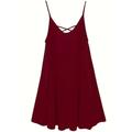 Robe casual Robe d'été Robe à enfiler Femme Mini robe Dos Nu Plein Air Vacances Rendez-vous Vêtement de rue basique Bretelles Fines Sans Manches Standard Noir Vin bleu marine S M L XL 2XL
