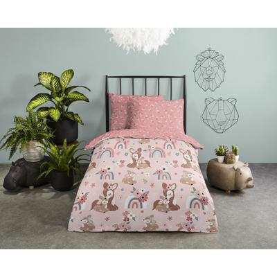 Babybettwäsche GOOD MORNING "Bibi blossom", rosa, B/L: 100cm x 135cm, , Renforcé, B/L: 60cm x 40cm, Renforcu00e9, Obermaterial: 100% Baumwolle, Bettwäsche, Baumwolle, 120x150, Reißverschluss, Wende, Baby, Mädchen, Bambi, Rosa