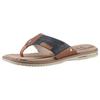 Zehentrenner MUSTANG SHOES, Herren, Gr. 48, navy, cognacfarben, Lederimitat, kontrastfarbene Details, casual, Schuhe, Sommerschuh, Schlappen, Poolslides, Badeschuh, stylische Farbkombi