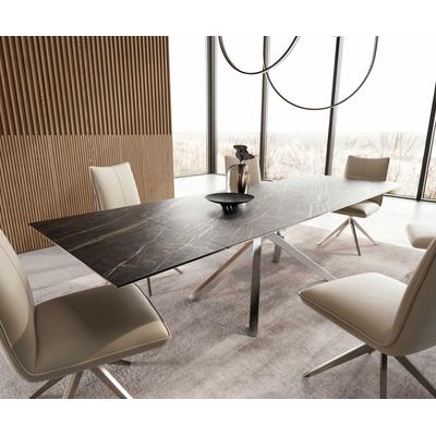 DELIFE Esstisch Edge 200-300x100 Keramik Laminam®Noir Desir Braun Kreuzgestell Rechteck Edelstahl ausziehbar, Esstische Image