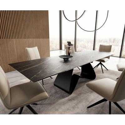 DELIFE Esstisch Edge 200-300x100 Keramik Laminam®Noir Desir Braun W-Gestell Schwarz ausziehbar, Esstische