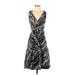 Plenty By Tracy Reese Casual Dress - Wrap V Neck Sleeveless: Black Animal Print Dresses - Women's Size 0