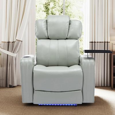 Power Home Theater Recliner with Cooling Cup Holder, Bluetooth Speaker, LED Lights, USB Ports, Tray Table, Arm Storage