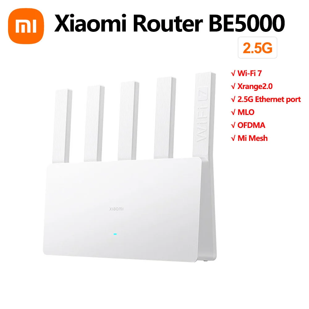 Xiaomi Router BE5000 2,5G Wifi 7 Wireless Router Mesh Group 2,4 GHz 5 GHz MLO Dual Band Funktioniert mit Xiaomi mijia mihome App Netzwerk Image