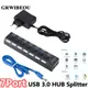 GRWIBEOU Hub USB 3.0 Hub USB 3.0 Utilizzare adattatore di alimentazione Multi USB Splitter 7 porte Espansore multiplo 3 Hab Hub USB con interruttore per PC