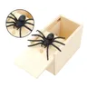 Novità divertente scatola spaventosa scherzo regalo ragno gadget in legno scherzo creativo scherzo
