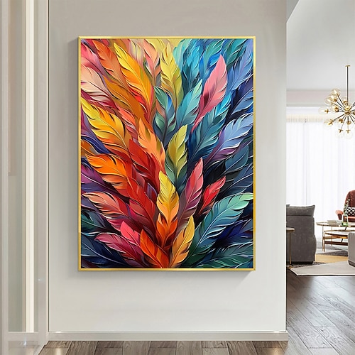 handgemachtes Ölgemälde Leinwand Wandkunst Dekor Original bunte Pflanzen Malerei abstrakte tropische Blumen Malerei Wohndekor mit gespanntem Rahmen ohne Innenrahmen Malerei Image