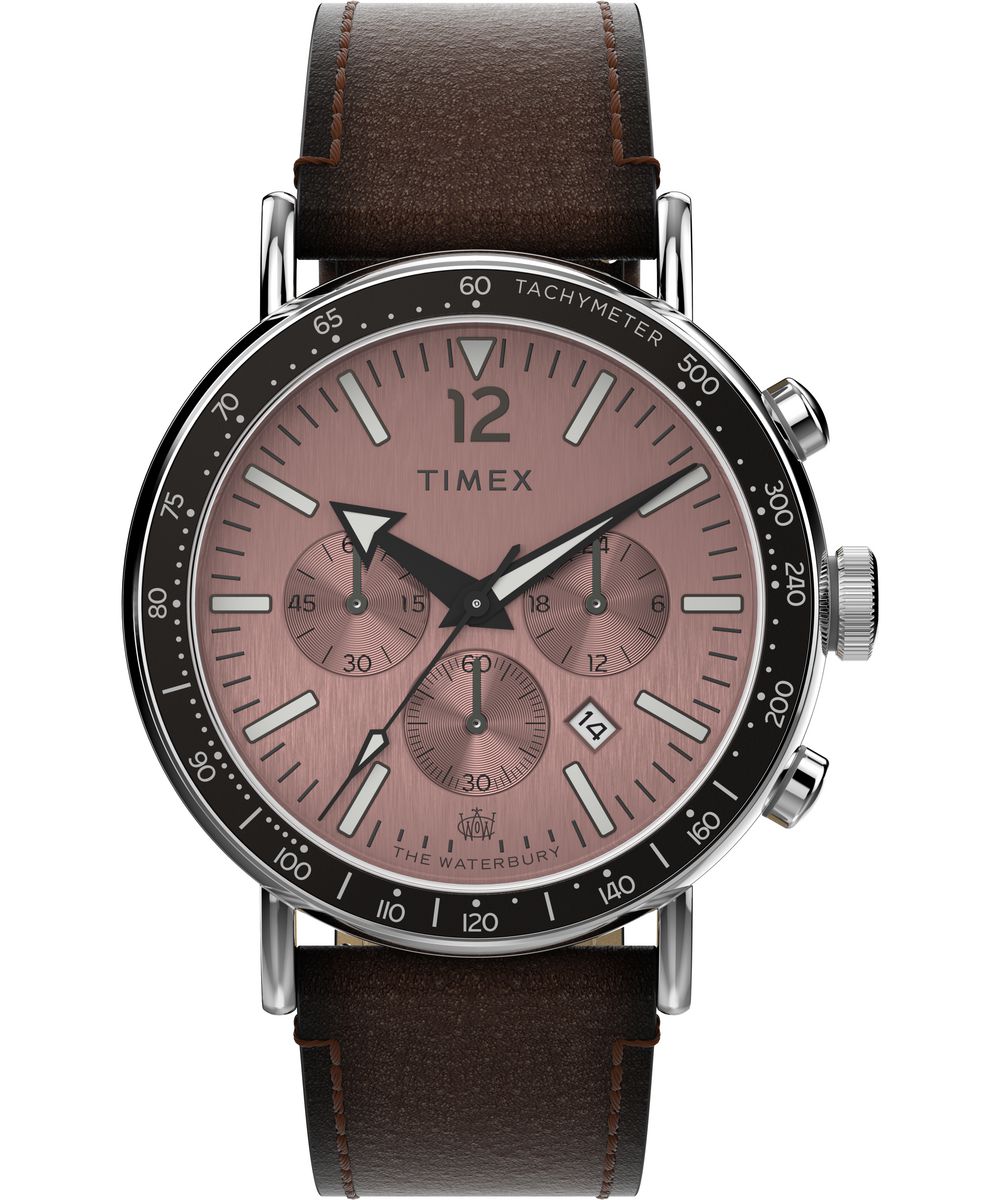 Timex Standard Chrono Mens Brown Watch TW2W47300 Leather - One Size | Timex Sale | Discount Designer Brands