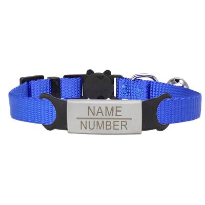 Custom Silvery Nameplate Solid Color Cat Collar Adjustable Cat Collar With Safety Buckle