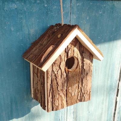 Bird House With Hanging Rope, Natural Ventilated B...
