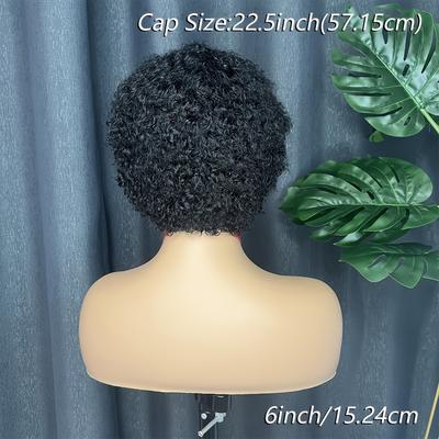 Short Kinky Curly Human Hair Wigs With Bangs For Women Brazilian Remy Human Hair Curly Pixie Cut Wig 180% Density Glueless None Lace Wigs Full Machine Made Pixie Cut Wig 6 Inch