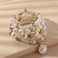 Vintage Beads & Faux Pearl Bracelets 4pcs/set Accessories For Women Girls