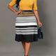 Plus Size Elegant Dress, Women's Plus Colorblock Stripe Print Half Sleeve Round Neck Midi Dress
