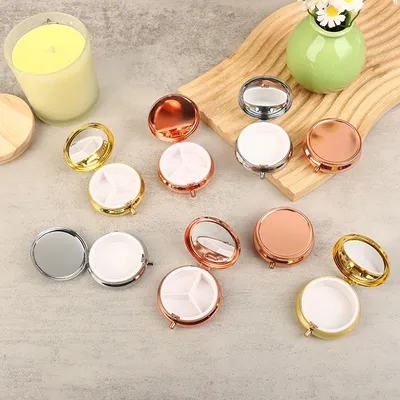 1/3Grid Circular Metal Medicine Box Travel Pill Capsule Box Drug Dispense Storage Storage Of Health