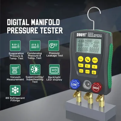 Refrigeration digital manifold Pressure gauge HVAC Vacuum Pressure Temperature Tester Kit Test and maintain air conditioning
