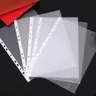 New 100pcs 11holes Transparent Punched File Folders for A4 Documents Sleeves Leaf Documents Bag