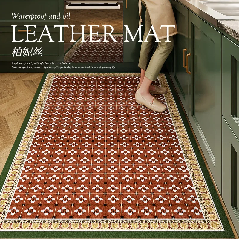 American Kitchen Rug Home Pvc Leather Floor Mat Large Area Anti-fouling and Oil-proof Carpet Anti-slip Carpets for Living Room