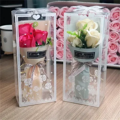 Mini Artificial Rose Bouquet, Hand Holding Soap Flower, Valentine's Day Gift, Wedding Party Decoration Products, 3 Heads