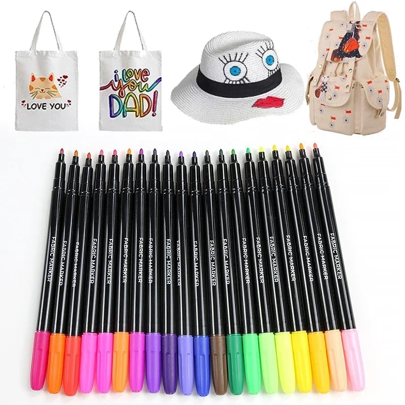 12 Colors/set Waterproof Colorfast Fabric Textile Marker Pen Permanent Pen for DIY Clothes Art Graffiti Drawing Painting Pen