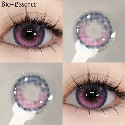 Bio-essense Natural Colored Contacts Lenses Pink 1Pair Contacts Beauty Pupils Color Contacts Yearly Makeup Cosmetic Contact Lens