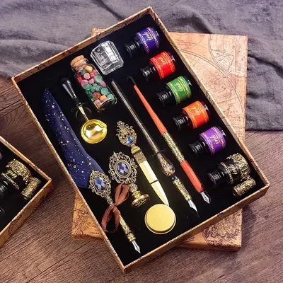 Vintage Style Feather Quill Pen Set Feather Ink Pen Gift Dip Pen Fountain Pen Calligraphy Set Vintage Writing Ink Pen Gifts