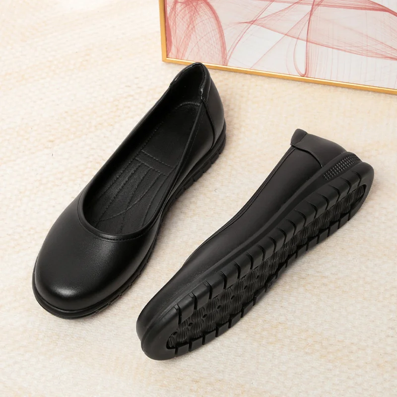 Spring Autumn Women Pumps Causal Soft Leather Shoes Fashion Office Solid Shoes Anti-slip Soft Bottom Comfort Flat Shoes