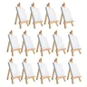 14Pcs Mini Canvas And Easel Brush Set Canvas 4X4 Inch Pre-Stretched Canvas Mini Painting Kit