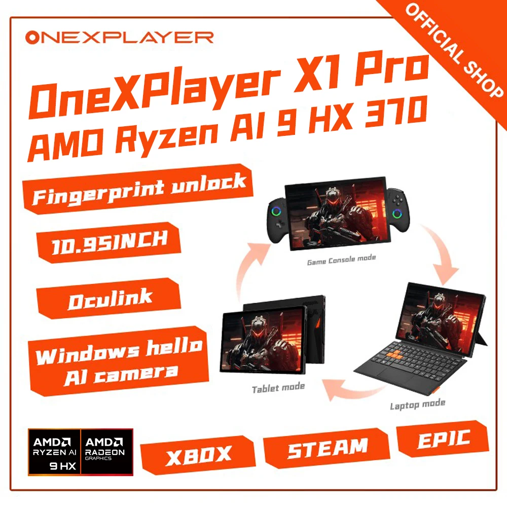 New Onexplayer OneXPlayer X1 PRO AMD AI HX 370 Onexconsole 10.95 Inch Oculink Laptop Video Game Portable Game pc Laptop