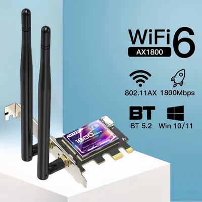 WIFI 6 1800Mbps Bluetooth 5.2 Dual Band 2.4G/5GHz 802.11AX WiFi Wireless Network Card Adapter PCI-E