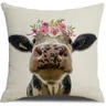 Cow Pillowcase Animal Theme Decorative Pillowcase Square Linen Home Decorative Pillowcase with