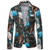 Zodggu Mid Slit Blazer for Men Long Sleeve Tuxedo Hawaiian Holiday Style Ethnic Sports Business Pocket Office Lightweight Lapel Collar Jacket Slim Button Front Stretch Suit Coat Black 10