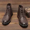 Size 7~13 Men Ankle Boots Leather Retro Lace Up Boots Spring Men Boots