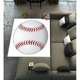 ECZJNT Baseball White Leather Red Stitches Area Rugs 3 x 5ft Floor Carpet Mat for Living Dinning Room Bedroom Kitchen Hallway Office Decor