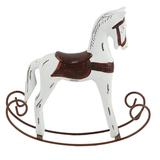 Handmade Wooden Rocking Horse Carved Painted Kids Toy Gift Table Decoration (White)