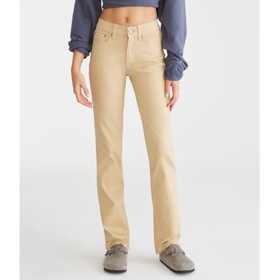 Aeropostale Womens' Seriously Stretchy Mid-Rise Straight Uniform Pants - Tan - Size 4 S - Cotton