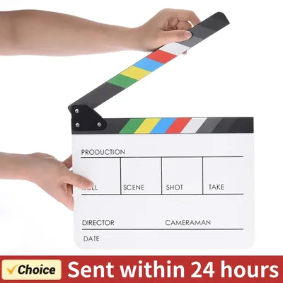 Acrylic Colorful Clapperboard Clapper Board Dry Erase Director Cut TV Movie Film Action Slate Clap