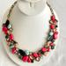J. Crew Jewelry | J. Crew Statement Necklace/Collar Multicolor Beads Crystals Gold Tone Chain | Color: Blue/Pink | Size: Os