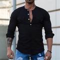 Per uomo Camicia Camicia con colletto cinese Camicia con colletto alla coreana Camicia Estiva Camicia casual Camicia da Spiaggia Nero Manica Lunga Semplice Girocollo Vacanza Camicia hawaiana Bottonato