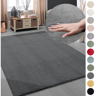 Teppich MY HOME "Arabell, Kunstfellteppich" Gr. 33, grau (dunkelgrau), B:120cm H:16mm L:160cm, Polyester, Teppiche, flauschig, kuschelig, Felloptik, Anti-Rutsch-Unterseite, Waschbar Image