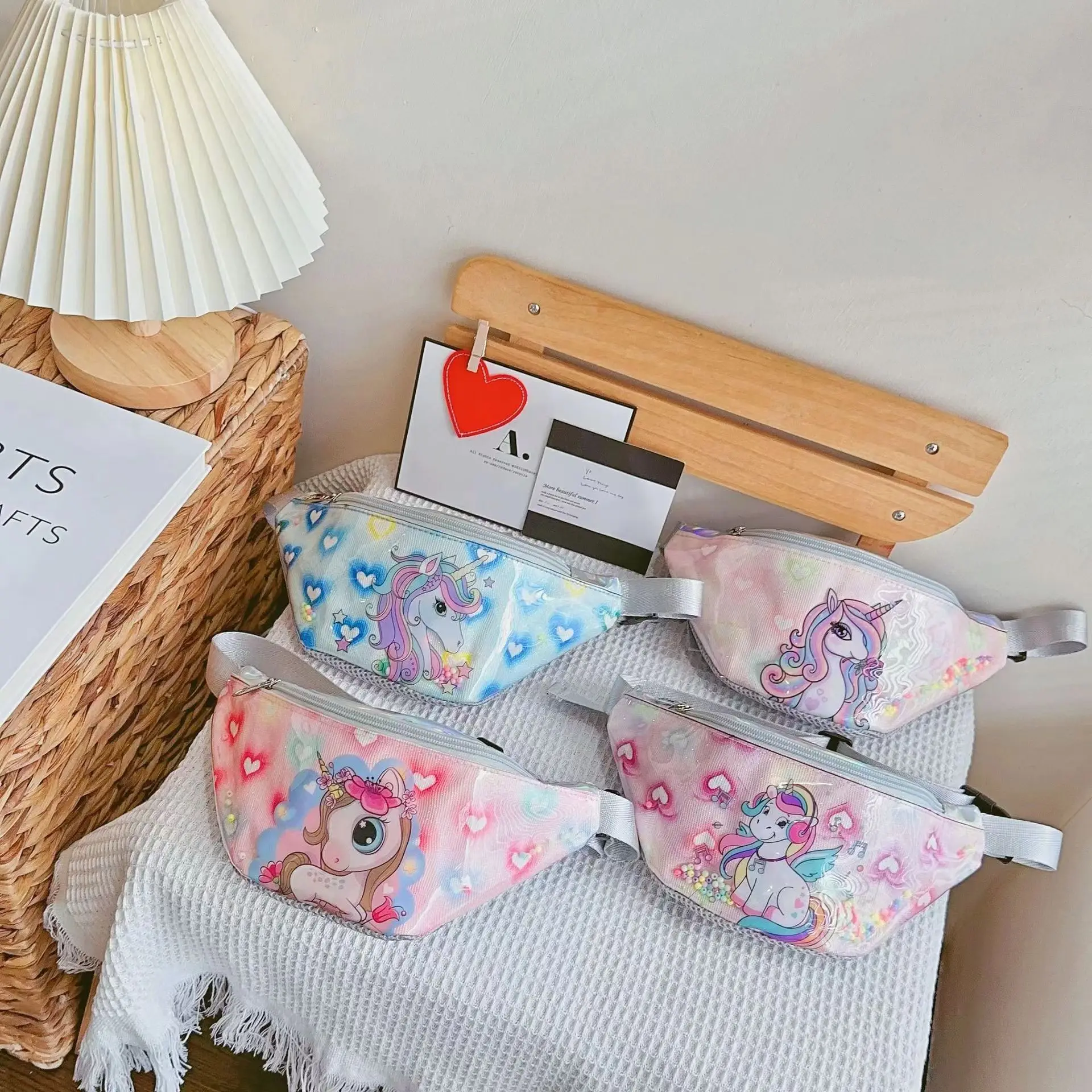 Sac de taille réglable en toile rouge pour enfants, accessoires pour tout-petits, sac à dents pour enfants, fermeture éclair mignonne, mode